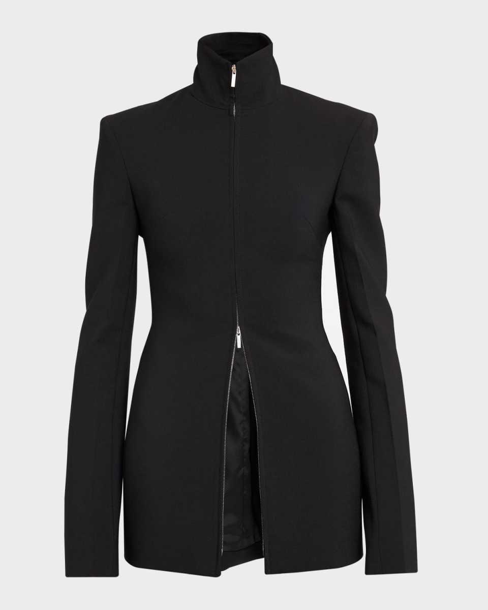 Stretch Wool Double Zip Blazer Jacket